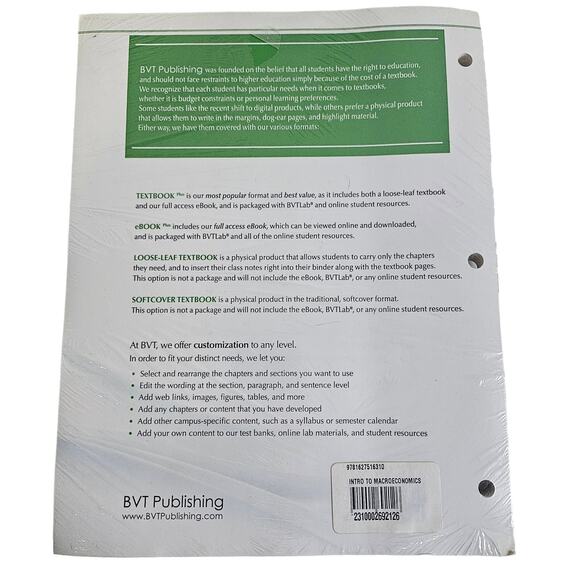 Introduction To Macroeconomics Sixth Edition Edwin G. Dolan Loose Leaf Textbook - Picture 4 of 5